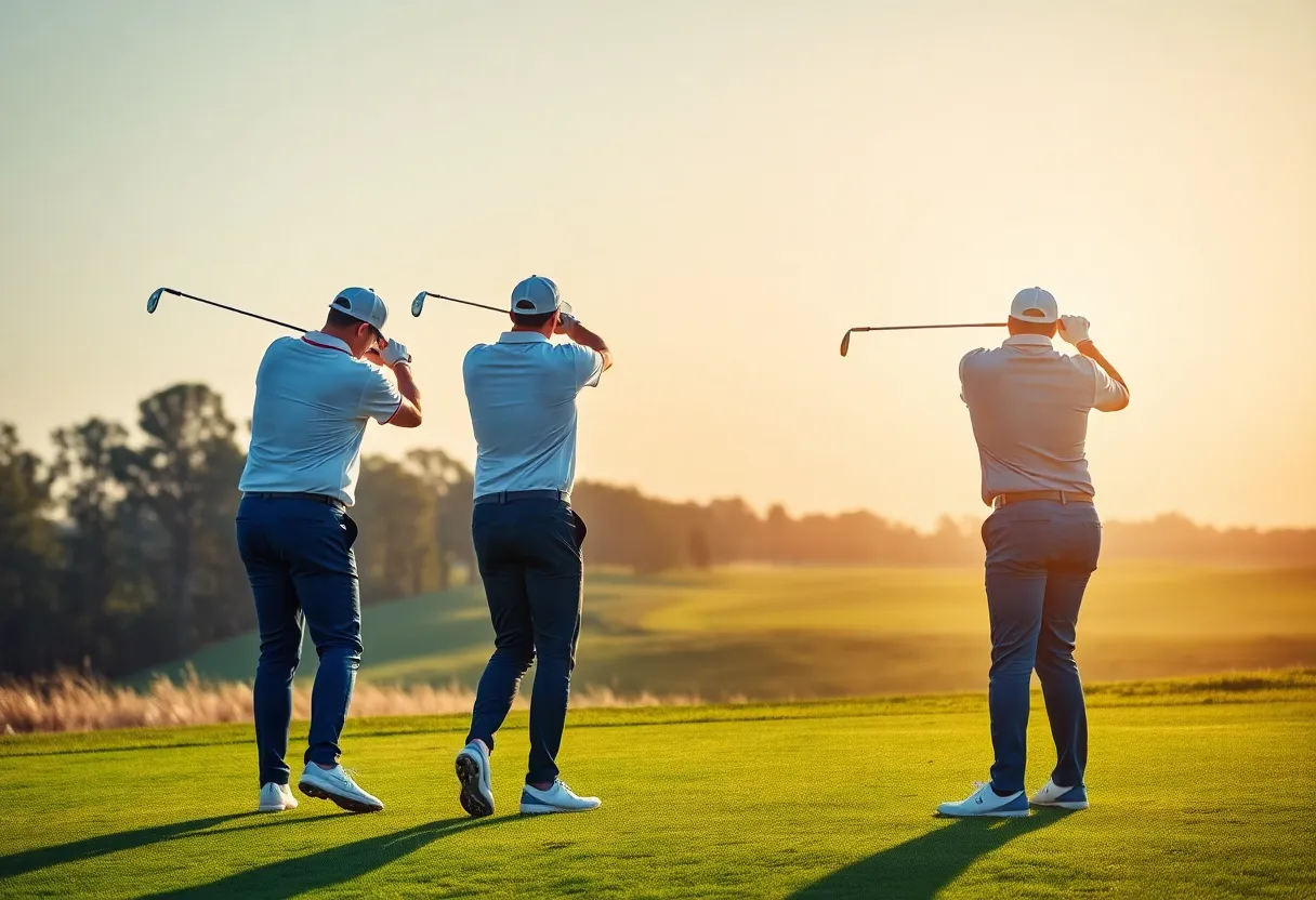 Players from different golf tours interacting during a tournament
