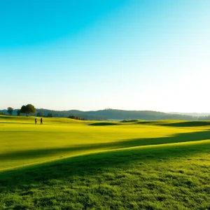 Golfers enjoying a sunny day on a lush golf course