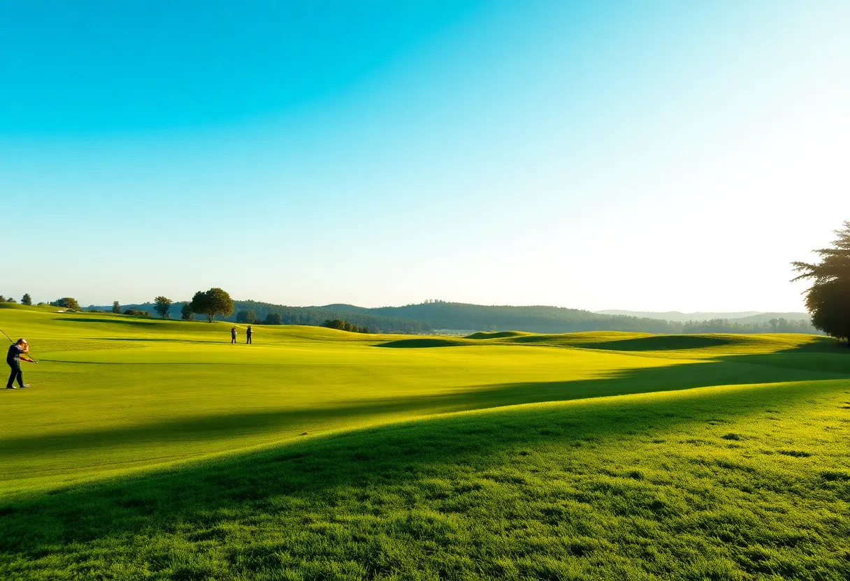 Golfers enjoying a sunny day on a lush golf course