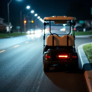 Golf cart accident scene highlighting DUI concerns