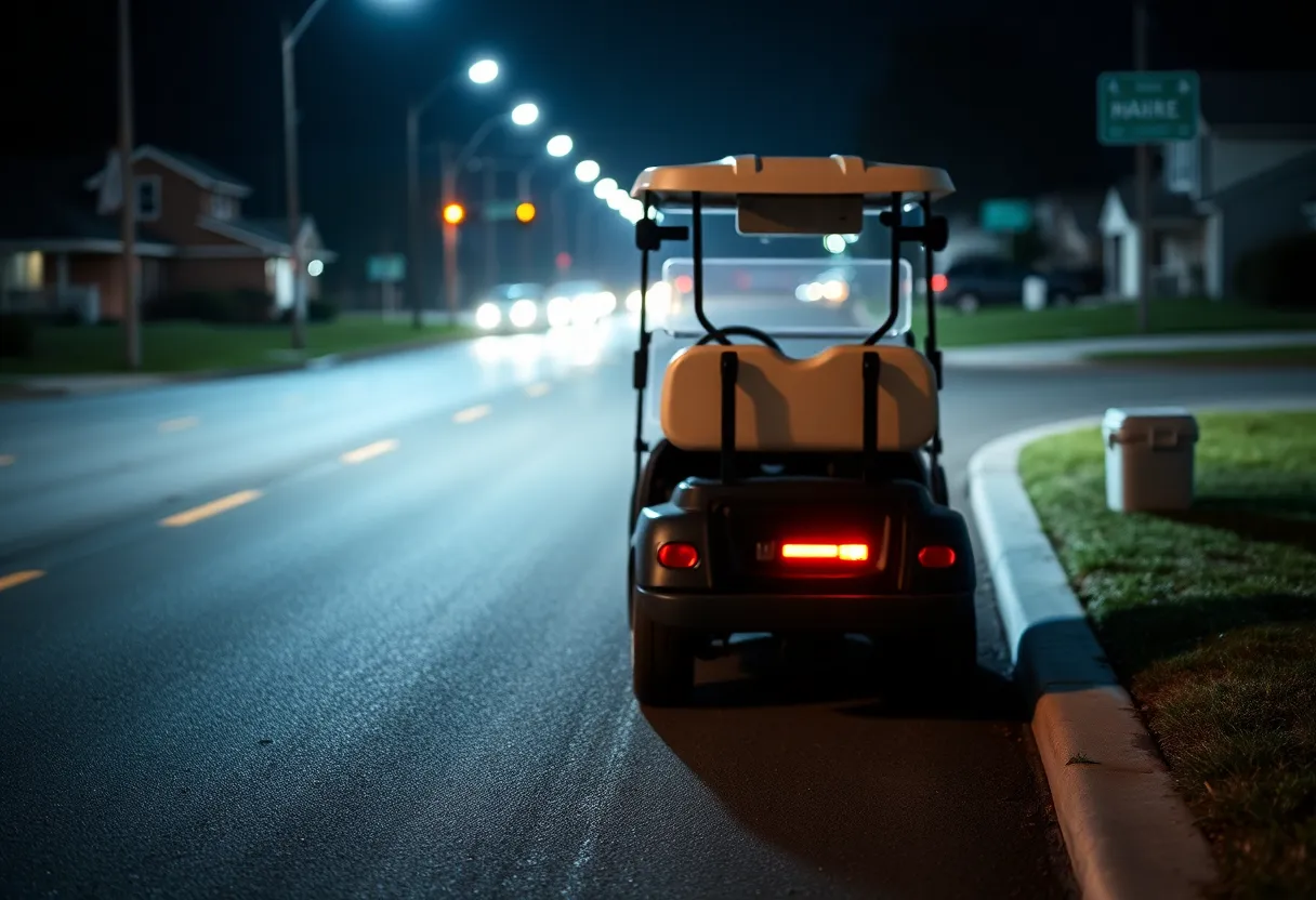 Golf cart accident scene highlighting DUI concerns