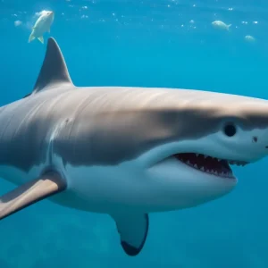 Great White Shark swimming in the ocean