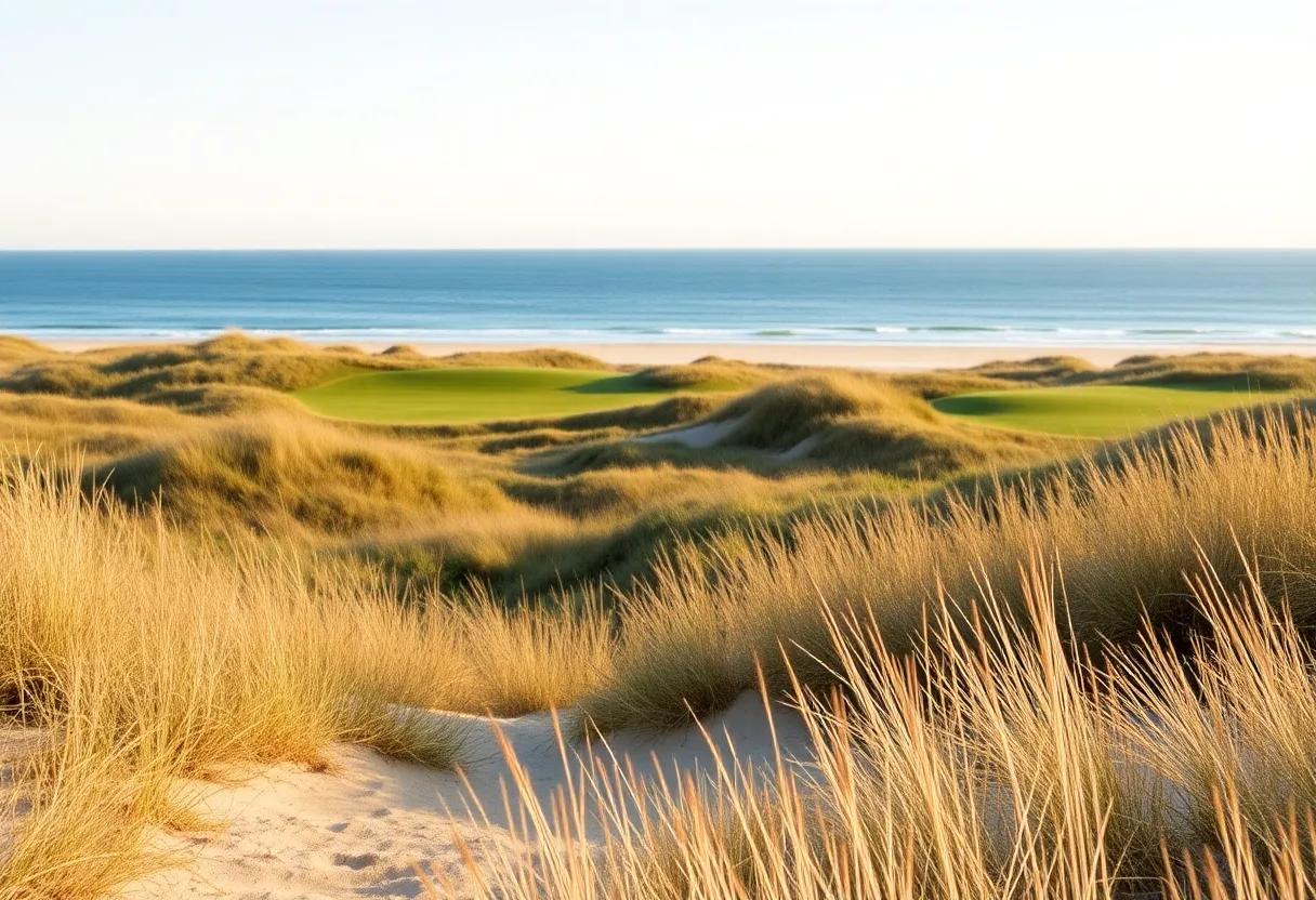A golf course in the Highland region surrounded by natural beauty.