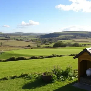 View of the golf course with the bird hide proposed for holiday accommodation