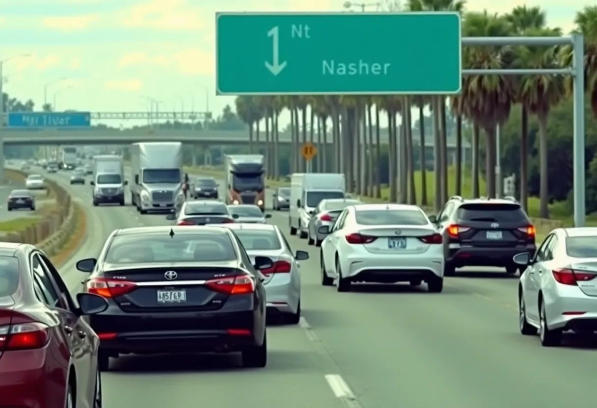 Scene of a multi-vehicle accident on I-295 in Jacksonville