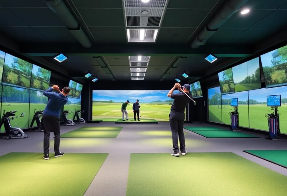 Interior of Smash Factor 1.50 indoor golf facility