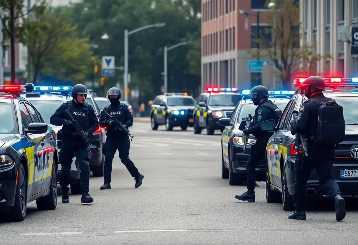 Police officers conducting SWAT training exercise in Jacksonville Beach
