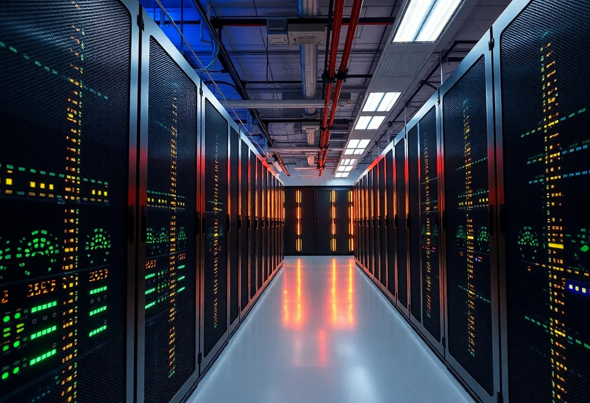 Inside view of a data center in Jacksonville with servers