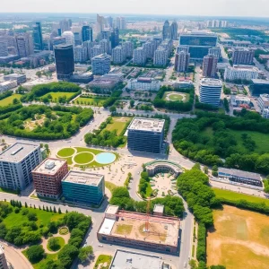 Aerial view of Jacksonville showing ongoing construction and urban development.