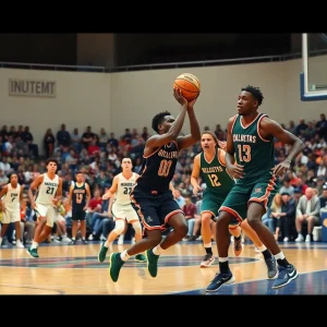 Jacksonville Dolphins basketball team celebrating a win