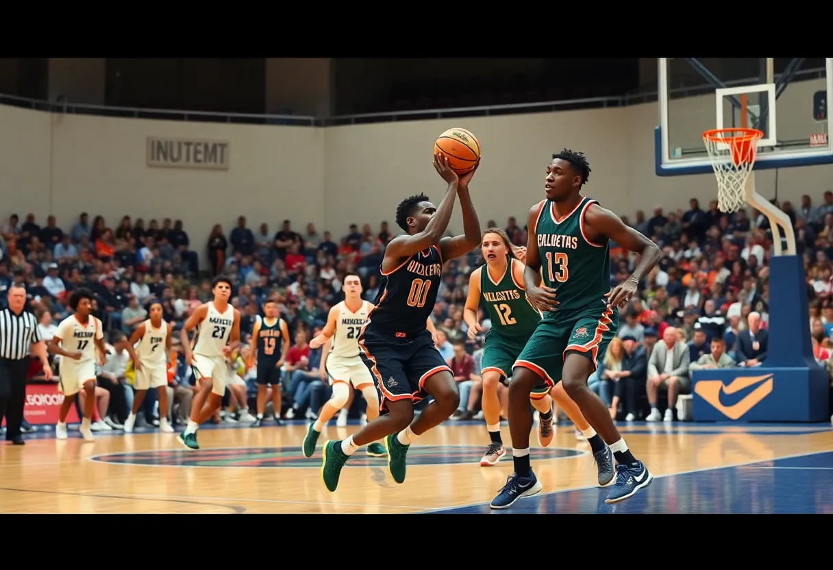 Jacksonville Dolphins basketball team celebrating a win