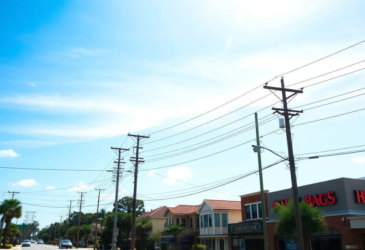 Urban Jacksonville with utility poles and residential structures