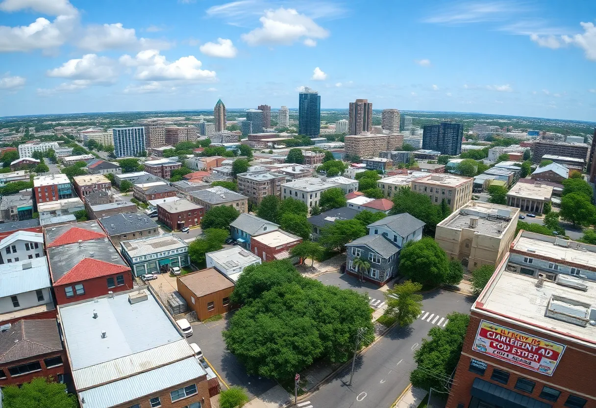 Panoramic view of Jacksonville showing signs of economic strain.