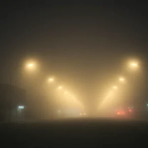 Fog enveloping a Jacksonville street at night