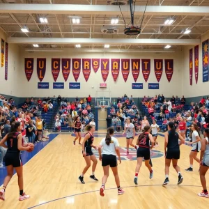 Exciting girls basketball game at Jacksonville high school