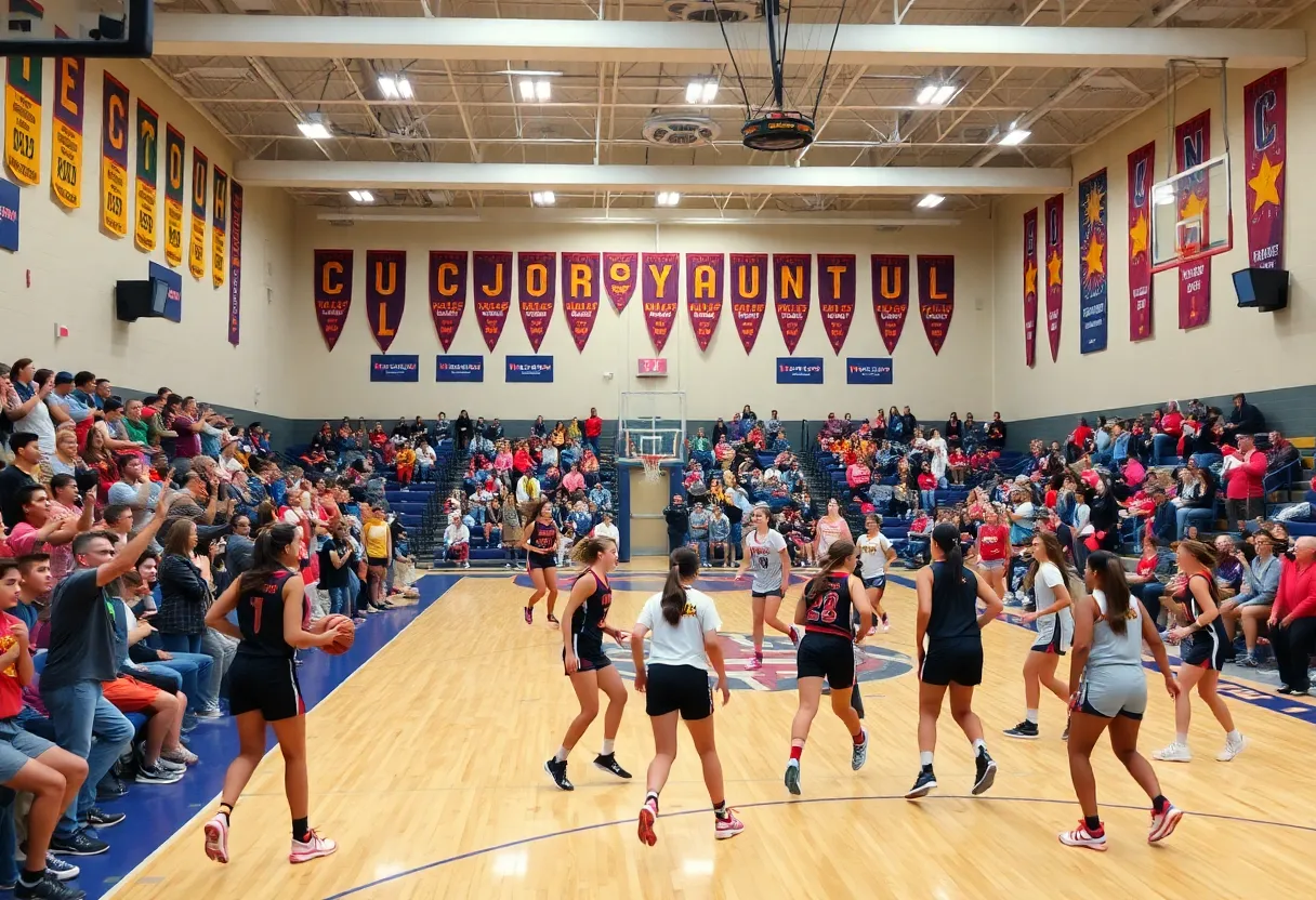 Exciting girls basketball game at Jacksonville high school