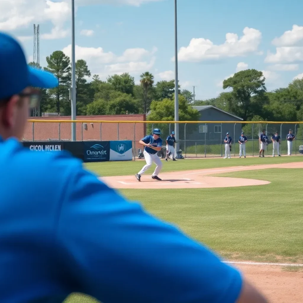 High school baseball players on the field in Jacksonville