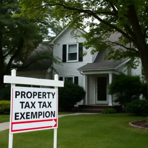Home in Jacksonville with property tax exemption sign.