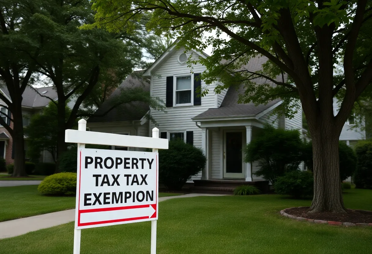Home in Jacksonville with property tax exemption sign.