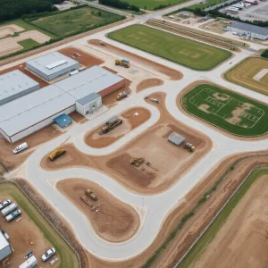Aerial view of the Jacksonville industrial park construction site