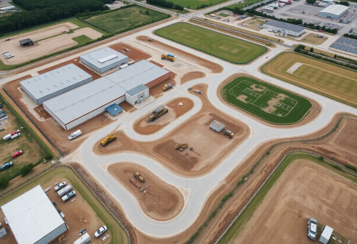 Aerial view of the Jacksonville industrial park construction site