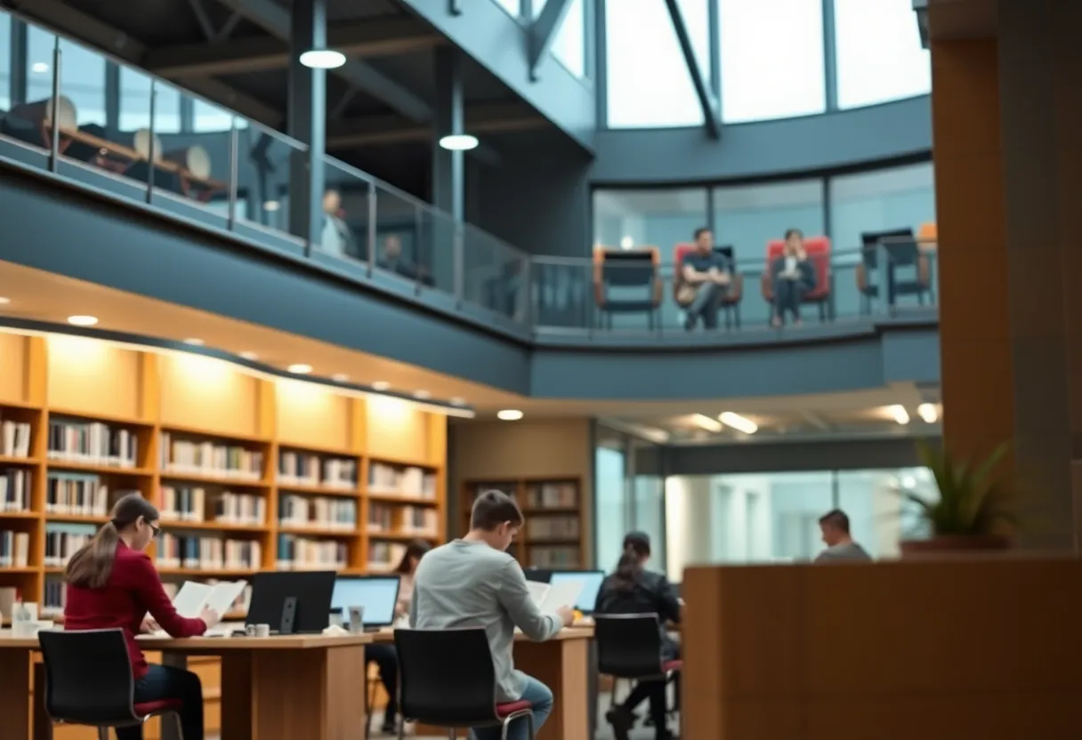 Law students studying in Jacksonville University's law library.