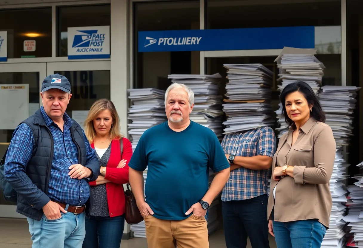 Residents expressing frustration outside a Jacksonville post office