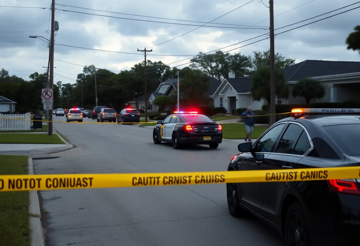 Police presence in a Jacksonville neighborhood following a tragic incident.