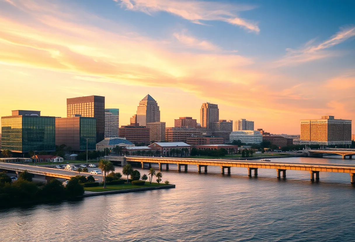 Skyline of Jacksonville Florida representing law and order