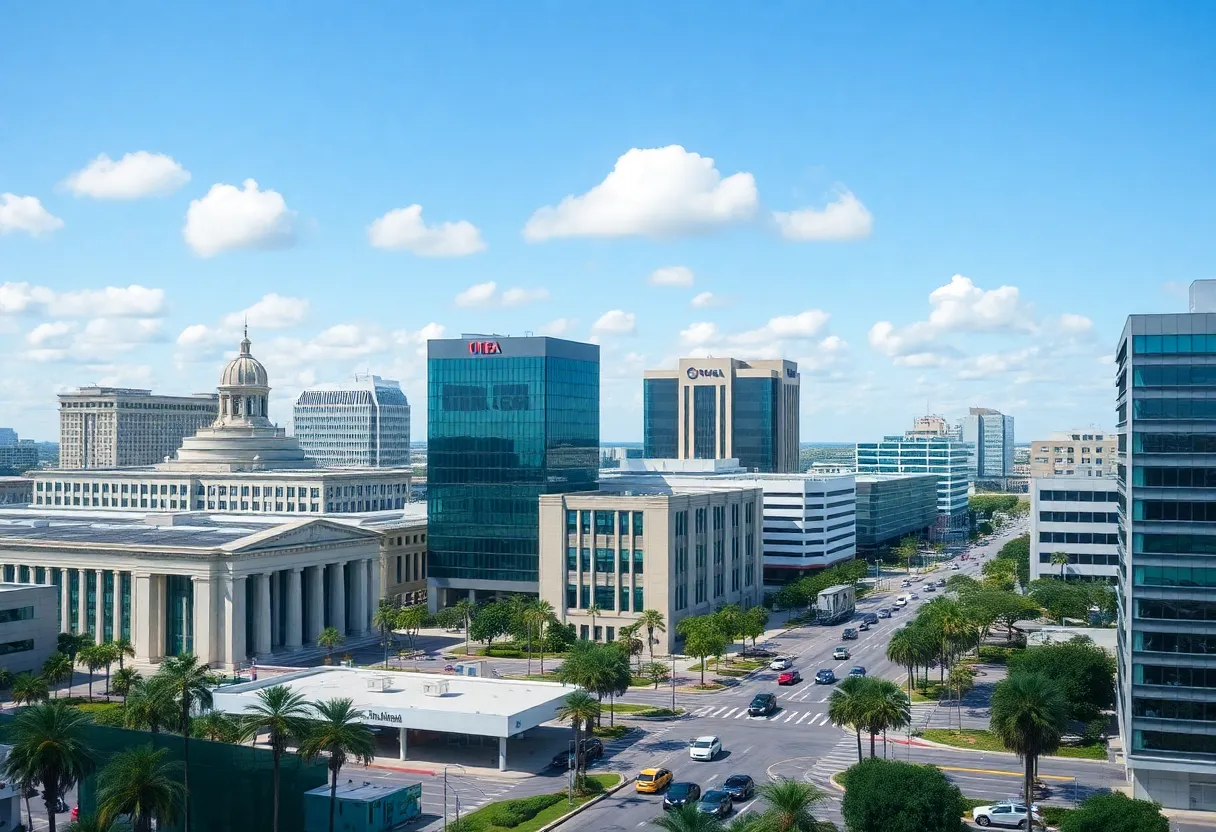 Urban landscape of Jacksonville featuring government buildings related to oversight.