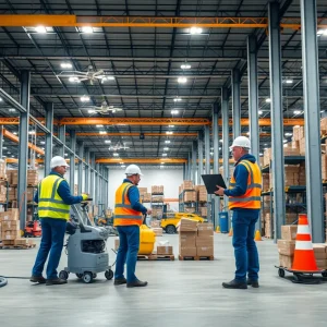 Workers renovating the JAX 2 fulfillment center in Jacksonville.