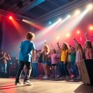Teen singer performing on stage at Star Search event
