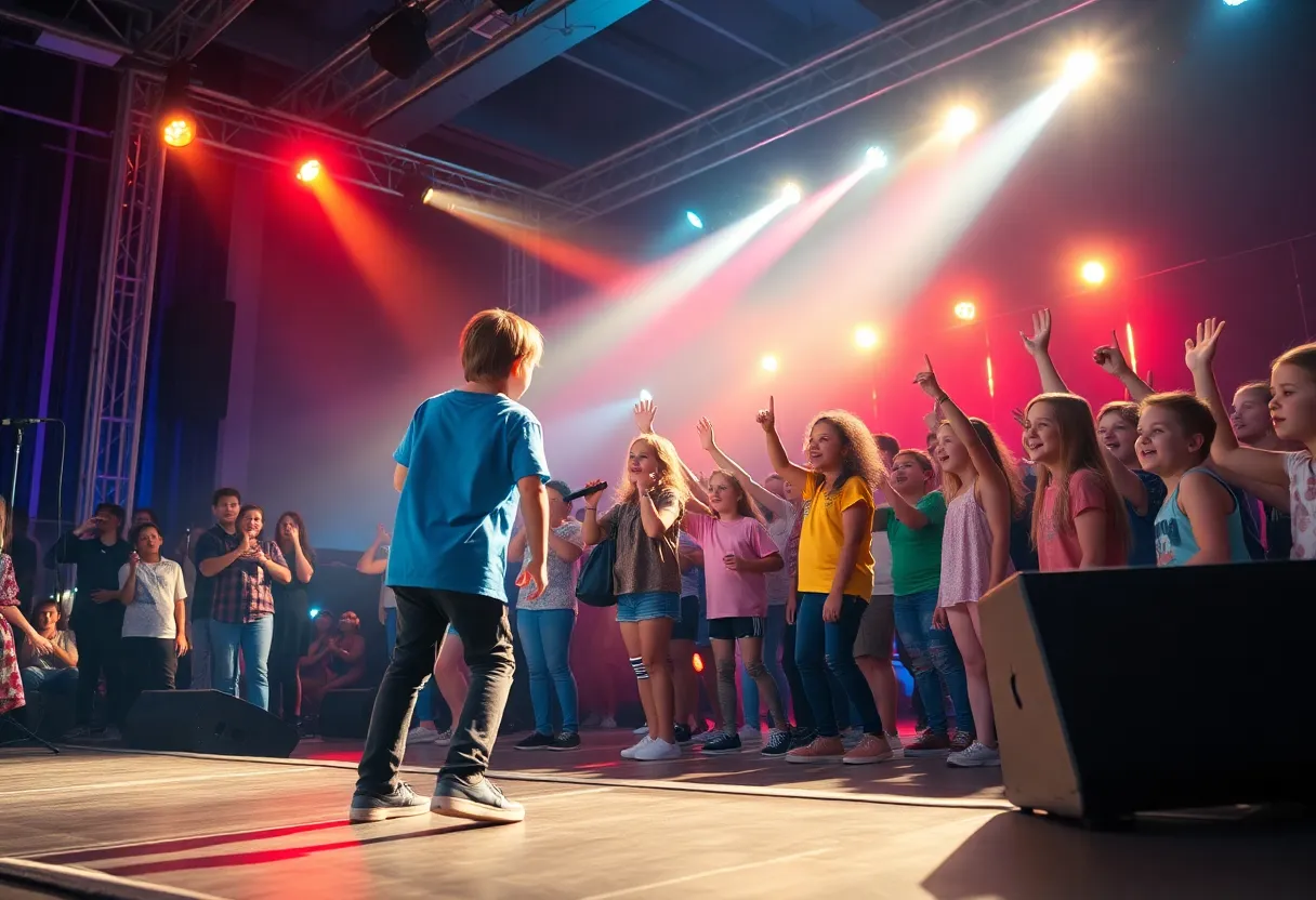 Teen singer performing on stage at Star Search event