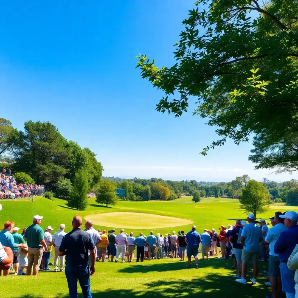 Spectators enjoying a live golf tournament