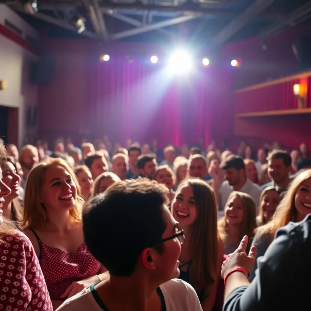 A comedy performance with a vibrant audience in Jacksonville Theatre