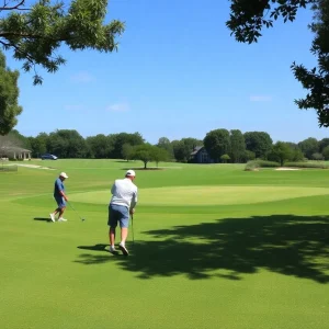 Two golfers competing in a tournament at a beautiful Jacksonville golf course