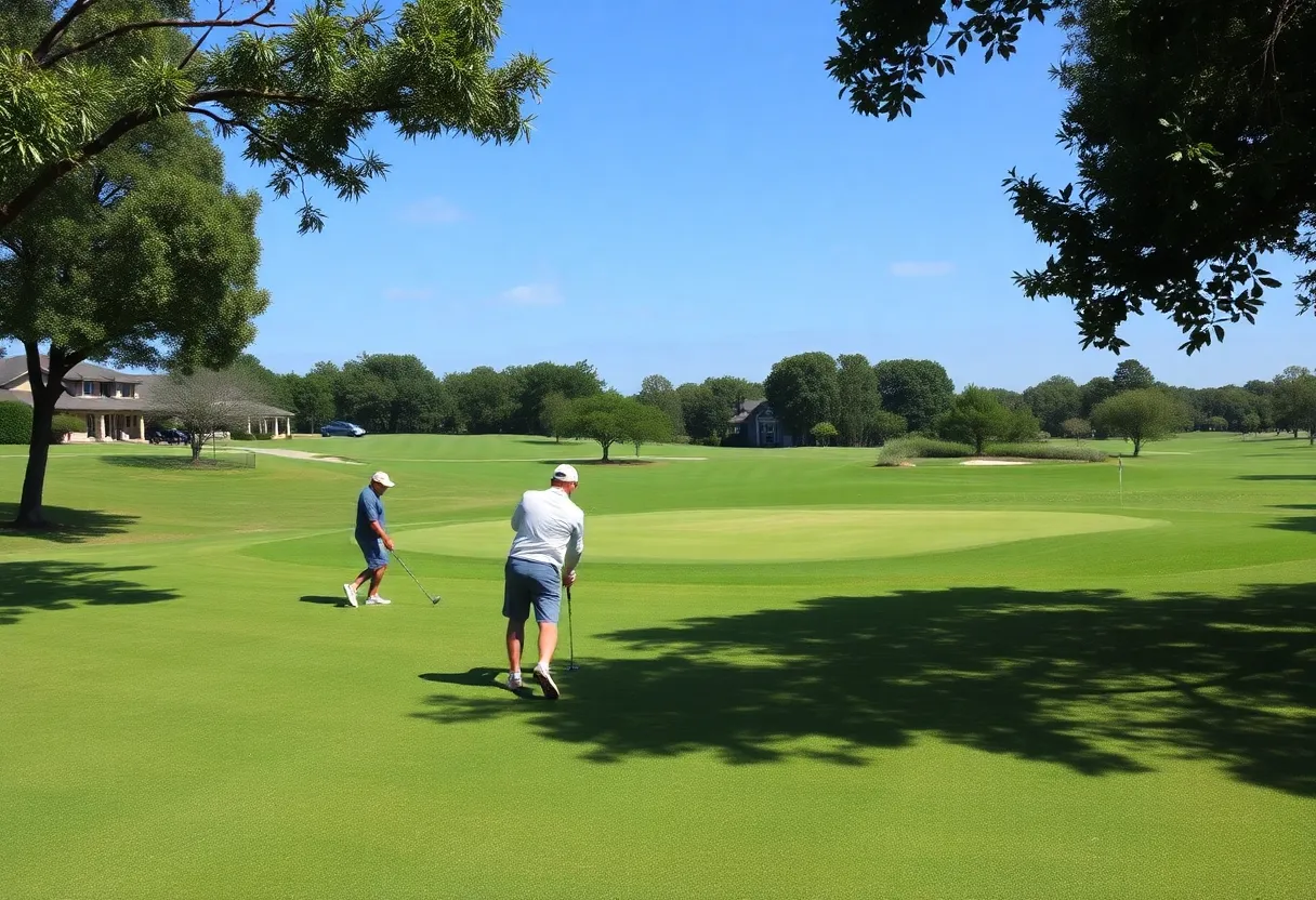 Two golfers competing in a tournament at a beautiful Jacksonville golf course