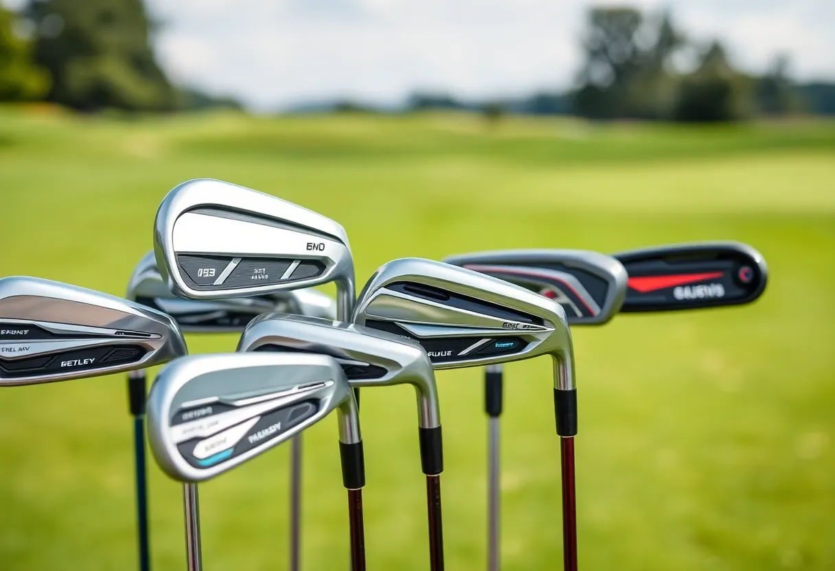 Maxfli XC2 and XC3 golf irons on a course