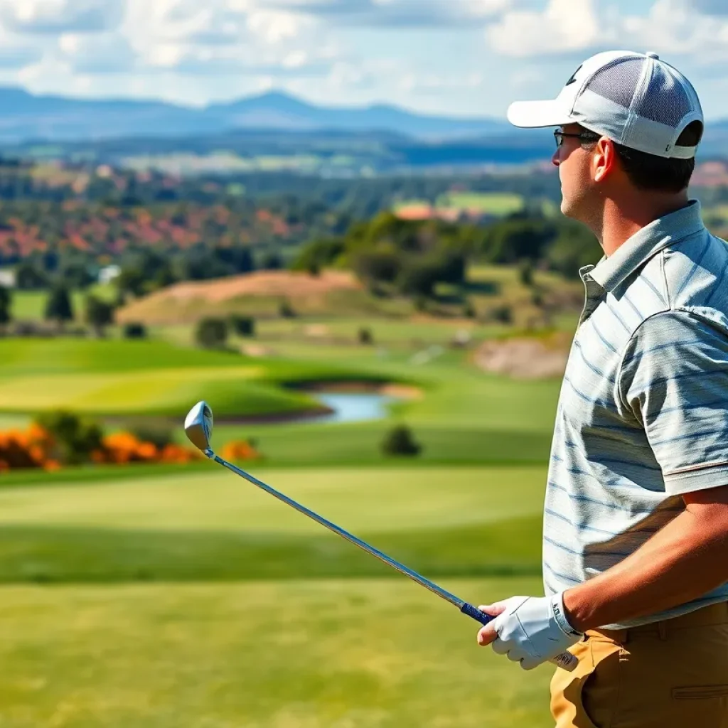 Golfer enjoying a sunny day on the golf course