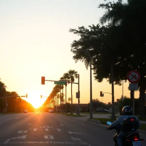 Empty street in Jacksonville, Florida highlighting safety concerns for motorcyclists.