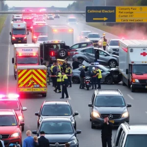 Emergency responders at the scene of a multi-vehicle crash in Jacksonville