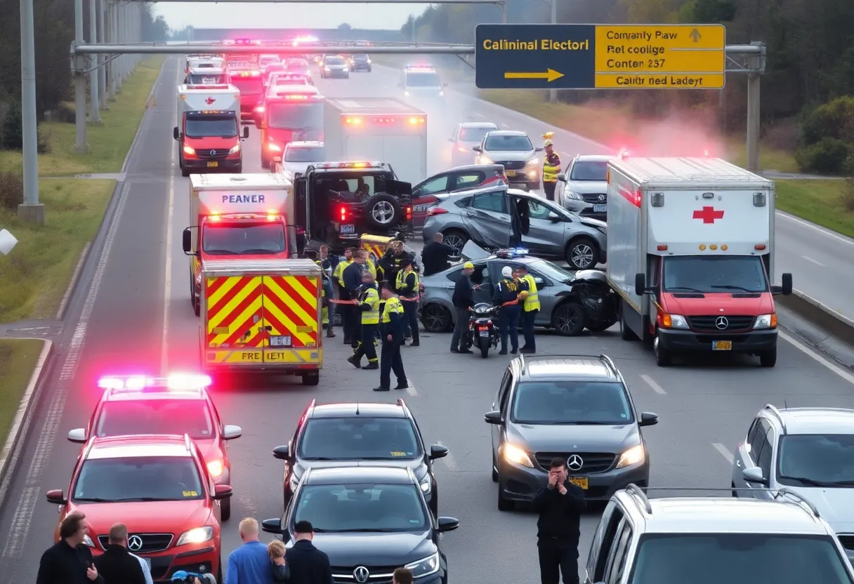 Emergency responders at the scene of a multi-vehicle crash in Jacksonville