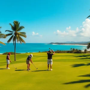 North Florida men's golf team practicing in Puerto Rico