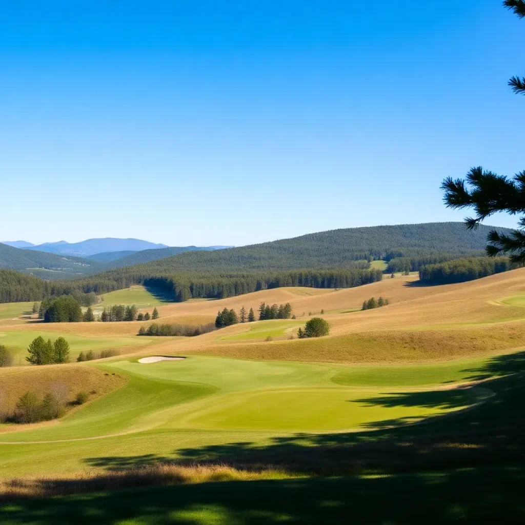 Beautiful landscape of a championship golf course with rolling terrain