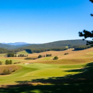 Beautiful landscape of a championship golf course with rolling terrain