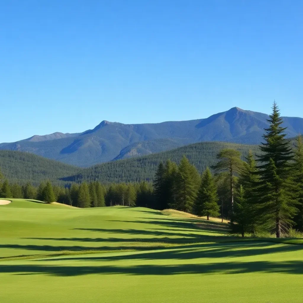 Scenic view of Omni Mount Washington Golf Course with mountains in the background