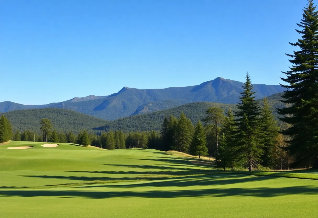 Scenic view of Omni Mount Washington Golf Course with mountains in the background