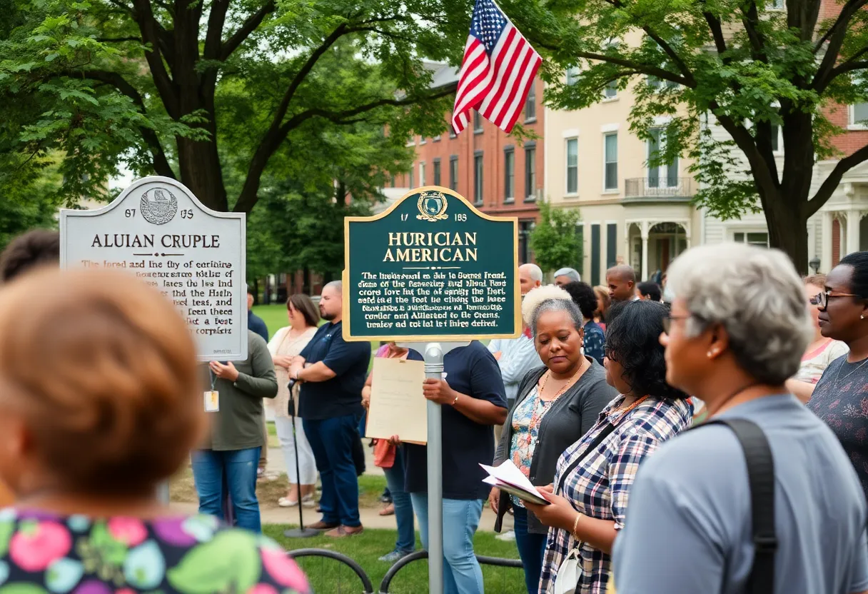 Image depicting a historical dedication ceremony in Orange Park for African American heritage.