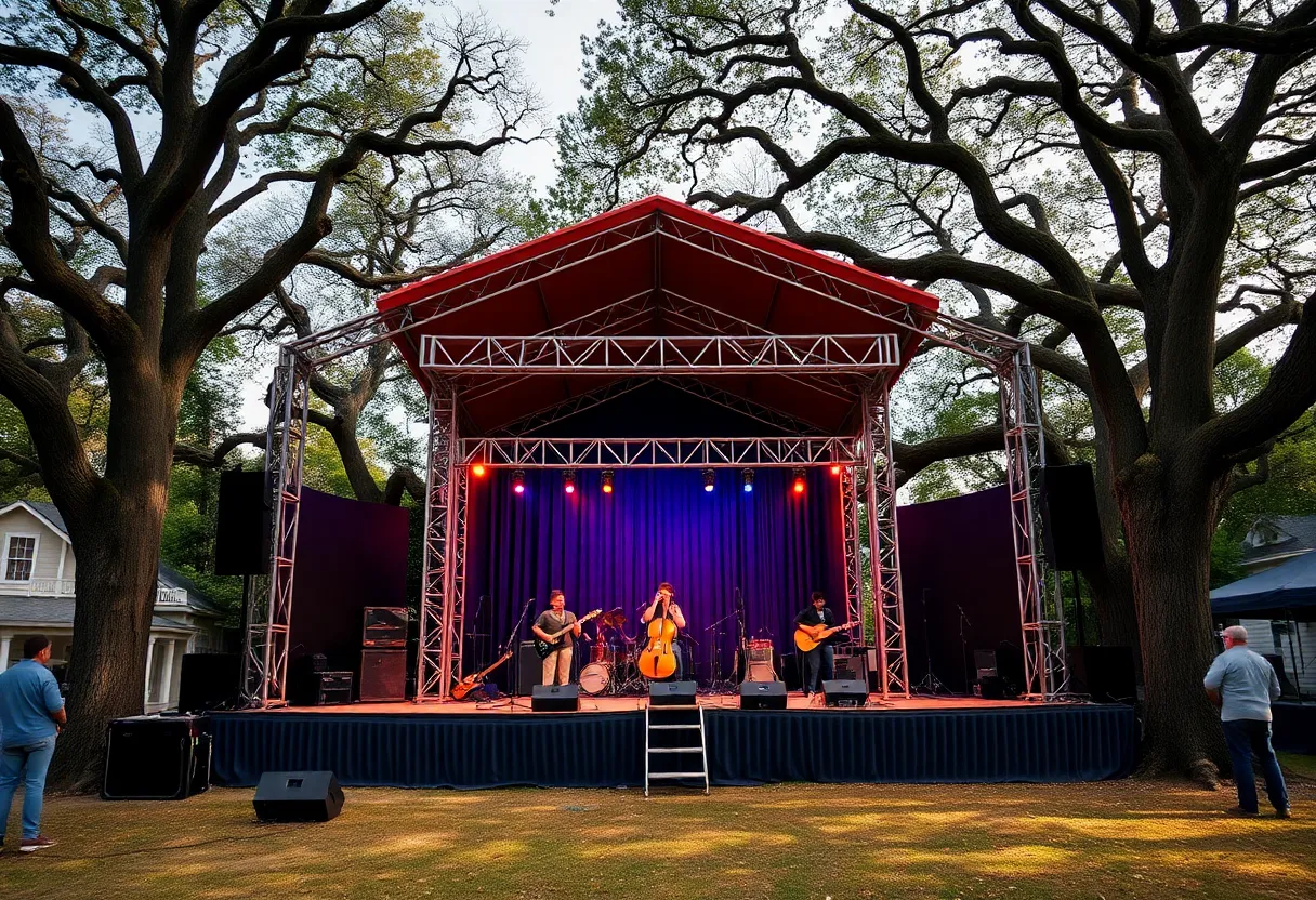 Vibrant community stage representing Padrica Mendez's musical legacy.