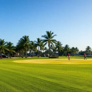 Lush green golf course in Palm Beaches, Florida.